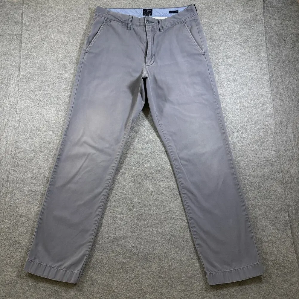 J.Crew Sutton Chino Pants Mens 30x30 Gray Slim Fit Cotton Flat Front Preppy